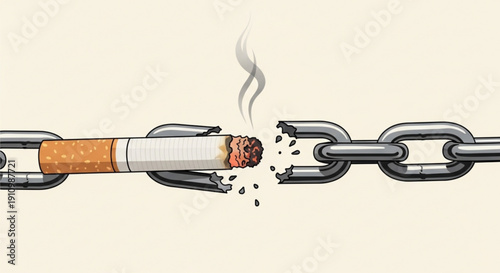 Breaking cigarette smoking addiction chain link symbol vector