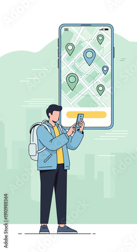 Exploring Urban Navigation: Traveler Engaged with Mobile App for Locating Destinations Precisely