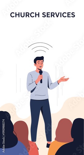 Engaging Sermon Delivery During Worship Service Presentation