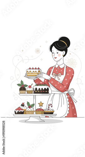 Festive Baking Woman Presents Delicious Holiday Treats