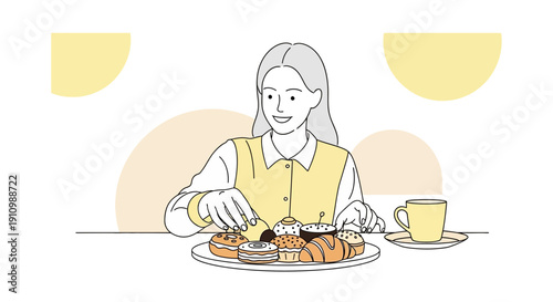 Enjoying Delicious Pastries And Coffee Break A Moment Of Sweet Indulgence