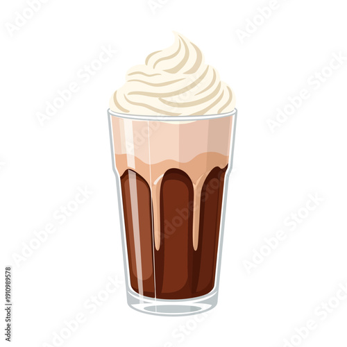 Delicious Chocolate Milkshake with Whipped Cream Topping in a Tall Glass