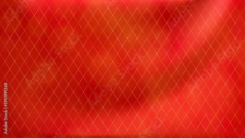 Red gold geometric pattern of diamonds. Diagonal grid bg