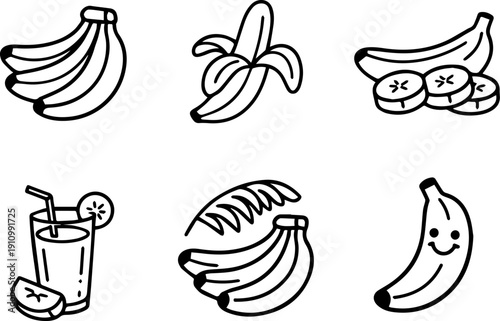Banana fruit and food elements. Vector