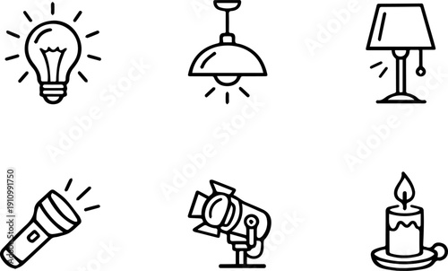 Home and outdoor lighting elements. Vector
