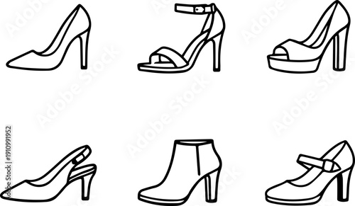 Women high heel shoes collection. Vector
