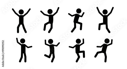 Dancing People Silhouette Vector Graphics.