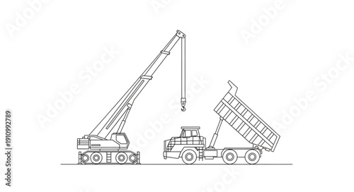 Crane Trucks Lifting Heavy Load.