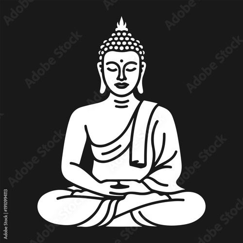 solid icon of a meditating Buddha