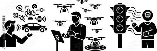 Autonomous drone delivery system with smart traffic control and vehicle sensors