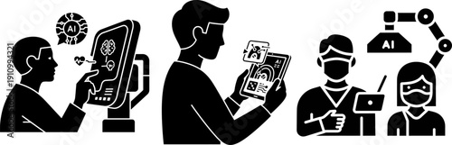 Medical ai healthcare technology set with digital diagnostic and robotic surgery