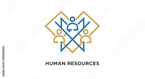 Innovative Human Resources Icon Demonstrating Teamwork, Partnerships and Development Strategies