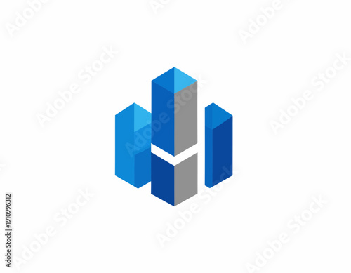 Innovative Isometric Logo Design Representing Business Growth And Financial Heights