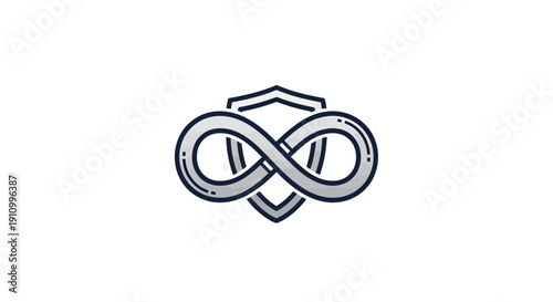 Infinity Symbol Protected By a Shield, Represents Endurance, Security And Preservation