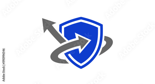 Innovative Security Shield Concept with Dynamic Arrow Integration for Modern Protection