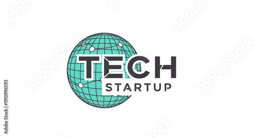 Innovative Tech Startup Branding Design: Futuristic Logo Featuring a Globe