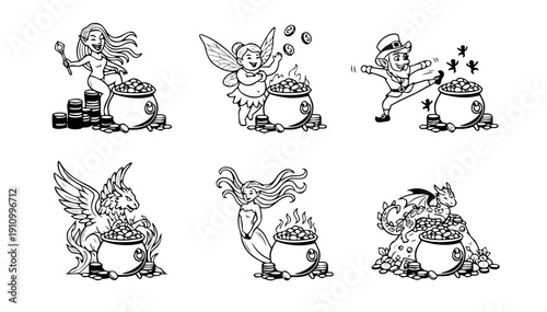 St. Patrick's Day Pot of Gold Mythical Creature Icons