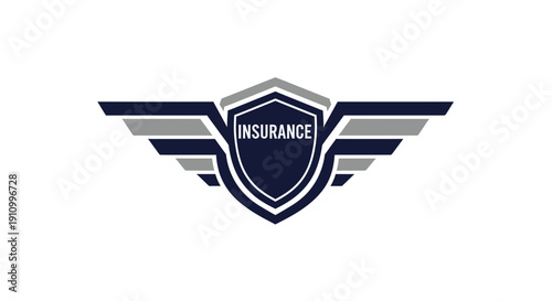 Insurance Emblem Design: Wings, Shield, Flight, Protection, Safety, Secure, and Guarded
