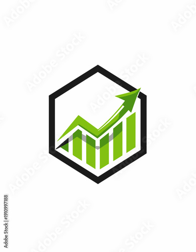 Hexagonal Financial Growth: Upward Trend Charts Show Positive Performance For Business
