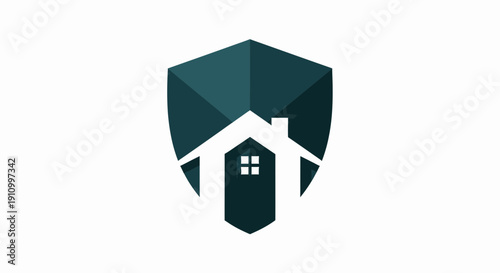 Home Protection Concept: Shielded House Logo for Security and Real Estate Branding