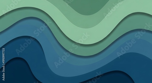 Modern wavy abstract background with soothing blue and green hues