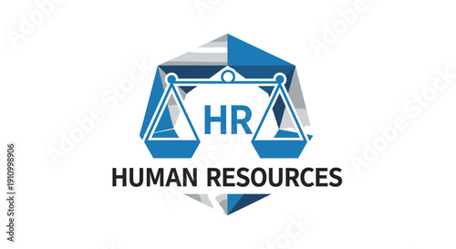 Human Resources Emblem: Business, Law, And Equilibrium Represented In Geometric Design