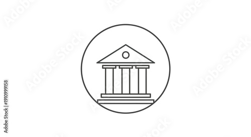 Iconic Court House Symbol Inside Circle Perfect For Legal And Governmental Themes