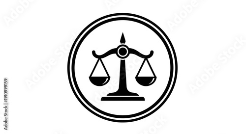 Iconic Legal Symbol Depicting Justice, Balance, and Fairness in Circular Design