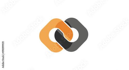 Interlocking Geometric Shapes in Orange and Gray, Representing Connection and Synergy