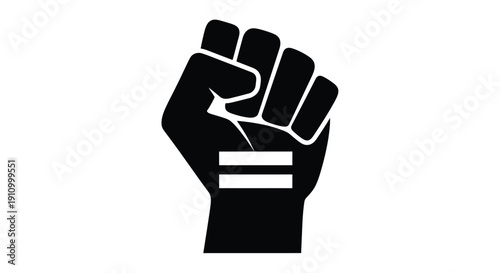 Black power fist with white equality lines symbolizing solidarity and justice