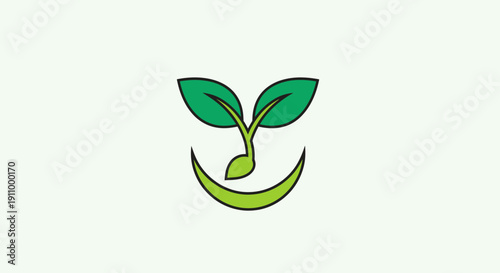 Joyful Green Bud: A Whimsical Illustration of Growth, Nature, and Sustainable Concept