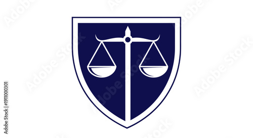 Justice Scale Emblem On Shield Shape Icon Representing Law and Legal Practice