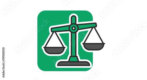 Justice Scale Emblem On Green: Vector Illustration Representing Balance And Fairness