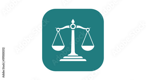 Justice Scale Emblem On Teal Background Representing Fairness And The Legal System