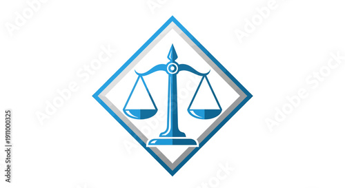 Justice Scale Emblem Surrounded By Diamond Frame Representing Law and Legal Matters
