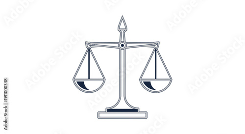 Justice Scale Emblem on White Background Depicting Concepts of Equitable Balance and Harmony