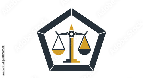 Justice Scale Emblem Within a Geometric Shape For Legal And Ethical Institutions