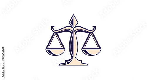 Justice Scale Emblem, Artwork Depicting Fairness, Law Enforcement, and Court Decisions