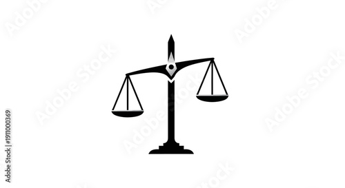 Justice Scale Emblem, Symbolizing Fairness, Equity, And Legal Proceedings in Vector Illustration