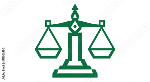 Justice Scale Symbol In Green, An Icon Representing Equality And Fairness