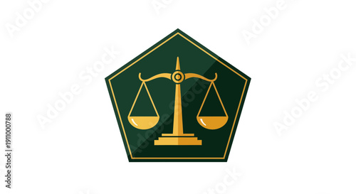 Justice Scales Emblem Inside a Pentagon in a Clean, Stylish, And Illustrative Design