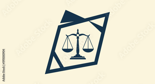 Justice Scales Icon Within Geometric Frame for Legal and Fairness Imagery
