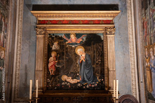 The altar inside the Magi Chapel (Cappella dei Magi) at Palazzo Medici Riccardi, Florence. Renaissance sacred art and Medici devotion. Florence,Italy 04.01.2026
