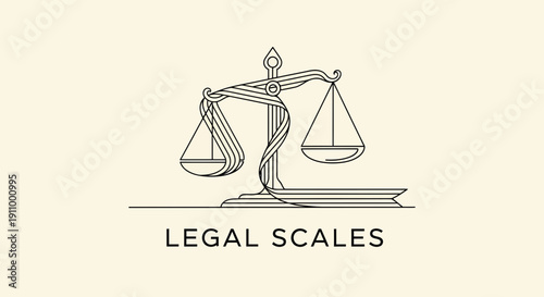 Justice Scales Logo Design With Minimalist Lines And Elegant Aesthetic Concepts
