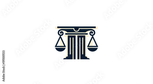 Justice Scales Representing Fairness And Law, Illustrated In Dark Tones on White Background