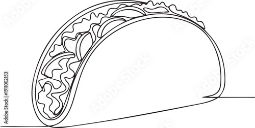 Minimalist line drawing of a taco with visible fillings