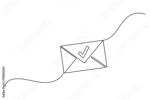 Envelope with Check Mark One Line Email Confirmation Icon Vector Illustration