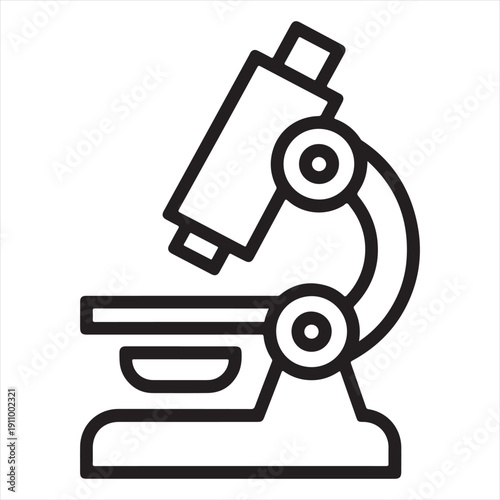 Microscope Coloring Page – Scientific Research Tool Line Drawing for Kids and Education