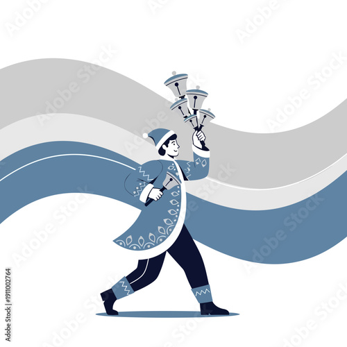 Festive Ringing Bells Character Spreading Holiday Cheer And Merriment