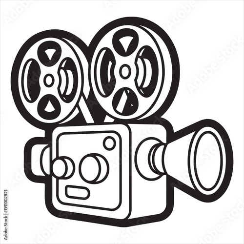Retro camera vector illustration icon featuring a cartoon 3d design symbol for web and technology equipment art object